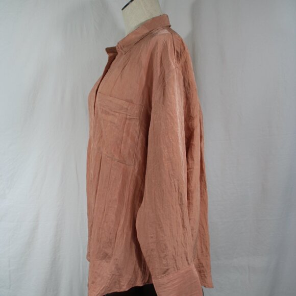 House Of Harlow 1960 Long Sleeve Button Down Shirt In Pale Peach Size M - Picture 6 of 12